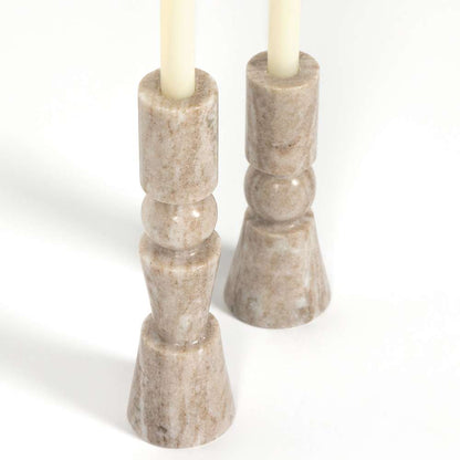 Four Hands - Rosette Taper Candlesticks,set 2 - Taupe - 229702-006 veiw 2