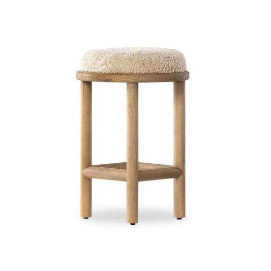 Four Hands - Saldino Stool - Beige Shearling - 228599-003 veiw 1