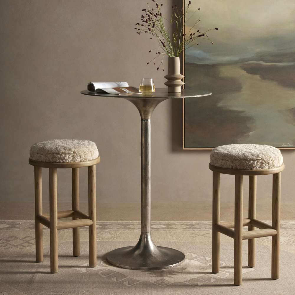 Four Hands - Saldino Stool - Beige Shearling - 228599-003 veiw 3