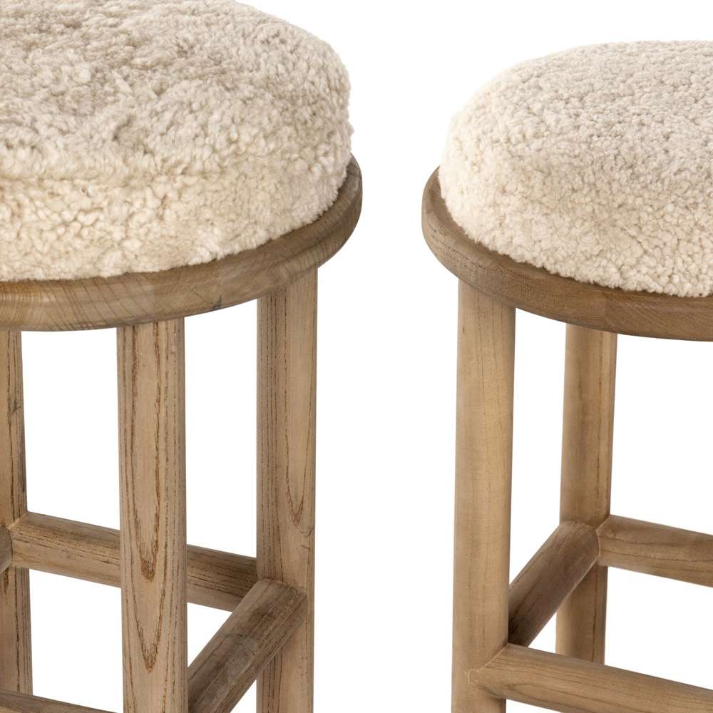 Four Hands - Saldino Stool - Beige Shearling - 228599-003 veiw 10