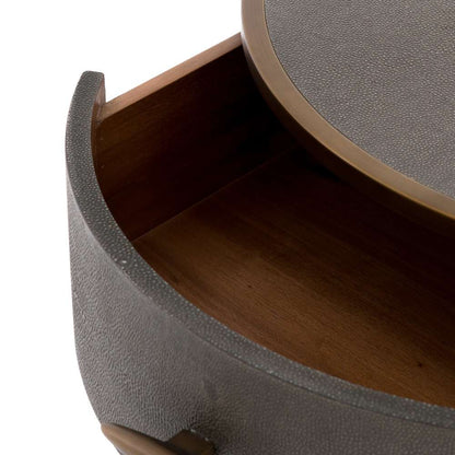 Four Hands - Shagreen Round Nightstand - Grey Shagreen - 107647-004 veiw 2