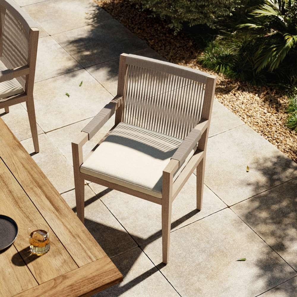 Four Hands - Sherwood Outdoor Dining Armchair, Washed Brown - Venao Ivory - 223831-011 veiw 4
