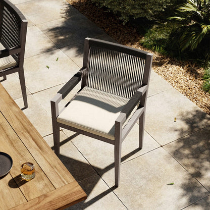 Four Hands - Sherwood Outdoor Dining Armchair, Weathered Grey - Venao Ivory - 223831-012 view 4