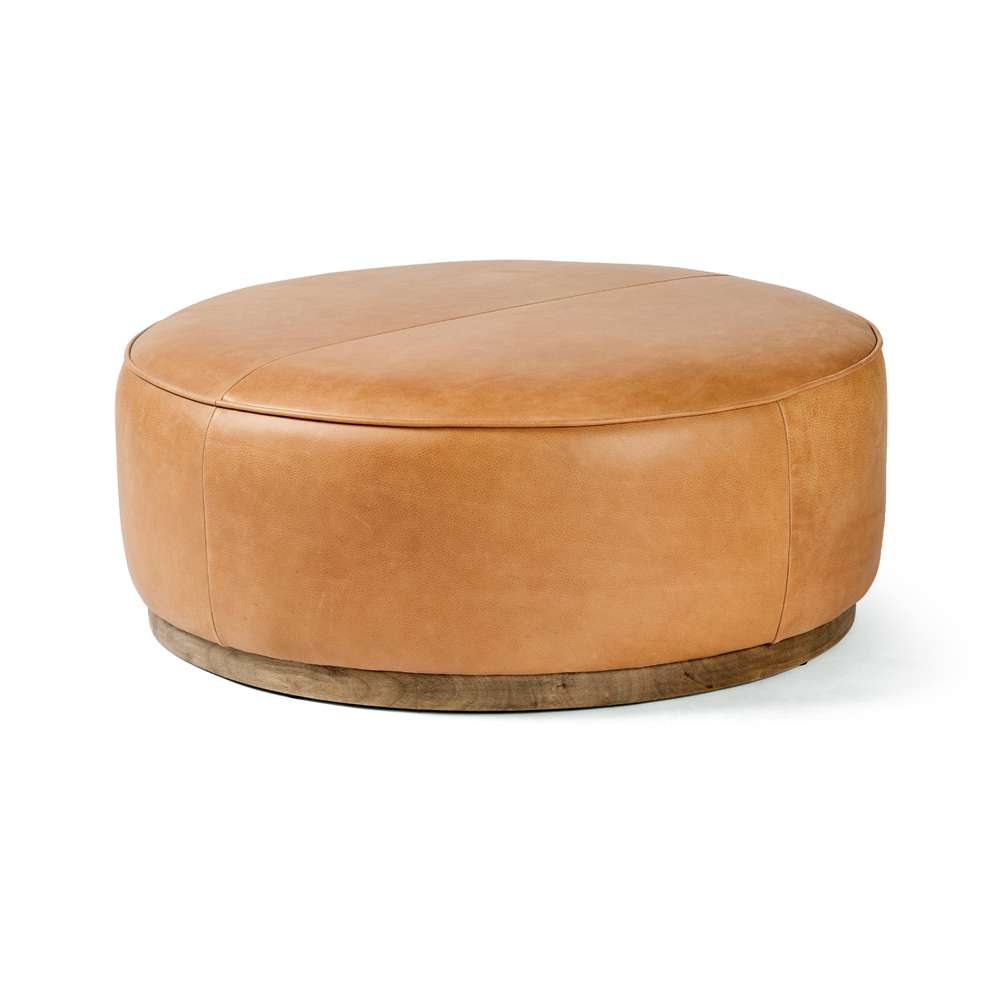 Four Hands - Sinclair Large Round Ottoman - Bttrscotch - 106119-012 veiw 1