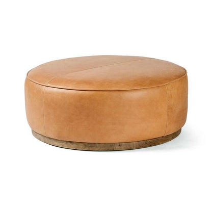 Four Hands - Sinclair Large Round Ottoman - Bttrscotch - 106119-012 veiw 1
