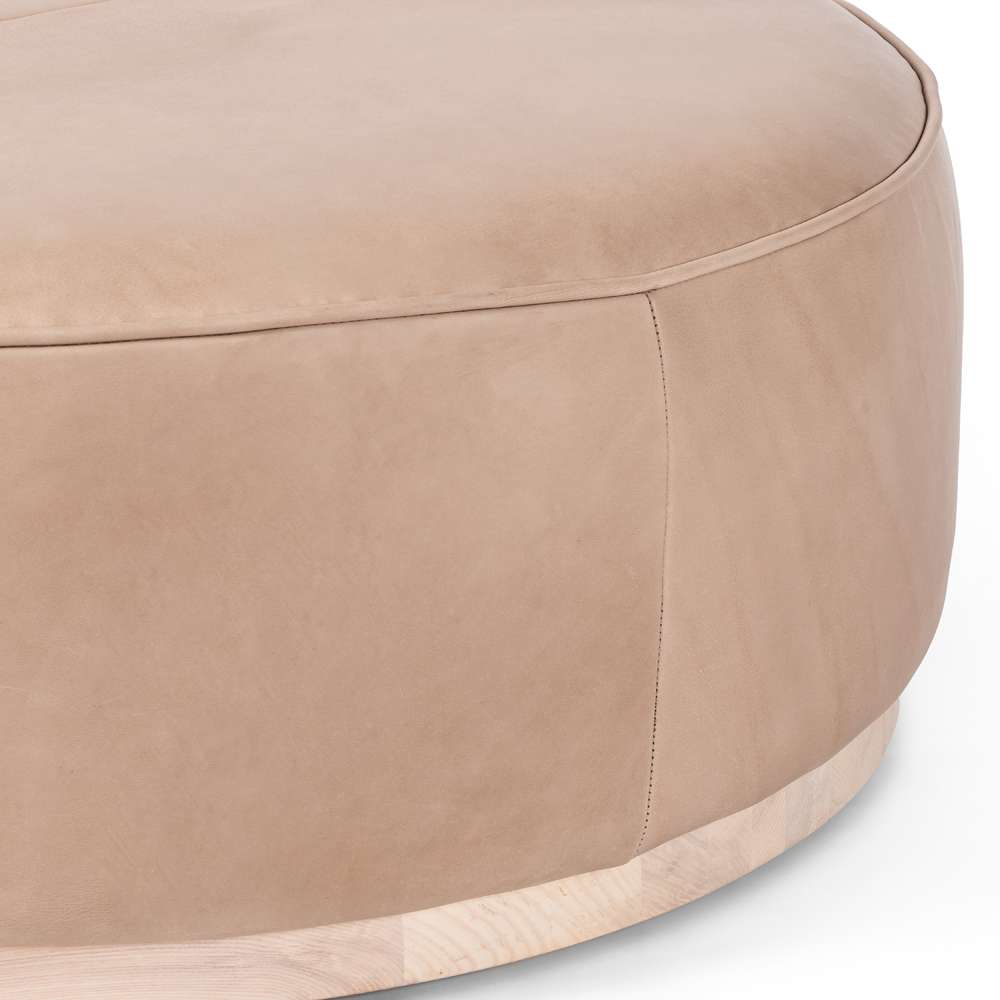 Four Hands - Sinclair Large Round Ottoman - Burlap - 106119-005 veiw 2