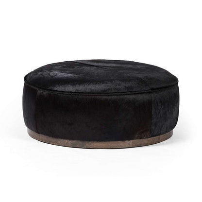Four Hands - Sinclair Large Round Ottoman - Dark Hair on Hide - 106119-014 veiw 1