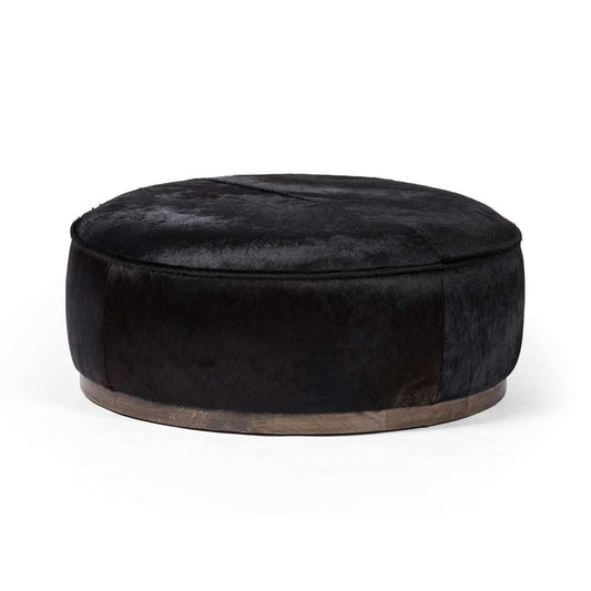 Four Hands - Sinclair Large Round Ottoman - Dark Hair on Hide - 106119-014 veiw 1