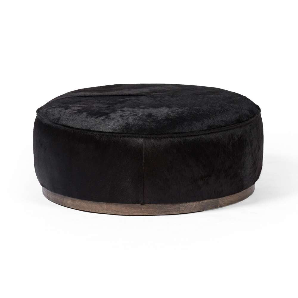 Four Hands - Sinclair Large Round Ottoman - Dark Hair on Hide - 106119-014 veiw 2