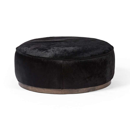 Four Hands - Sinclair Large Round Ottoman - Dark Hair on Hide - 106119-014 veiw 2
