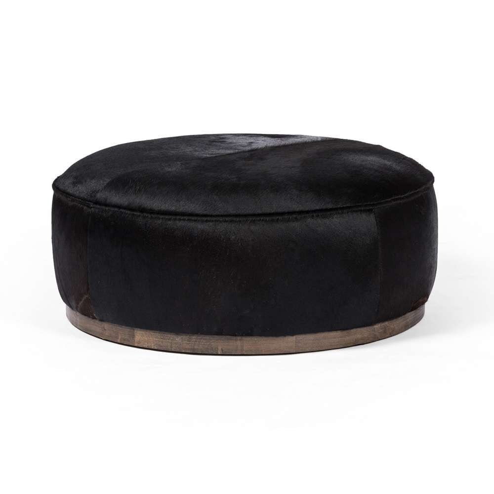 Four Hands - Sinclair Large Round Ottoman - Dark Hair on Hide - 106119-014 veiw 3