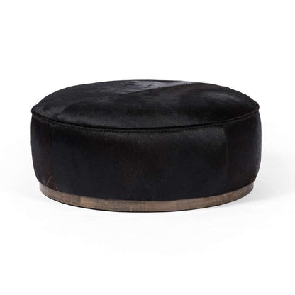 Four Hands - Sinclair Large Round Ottoman - Dark Hair on Hide - 106119-014 veiw 3
