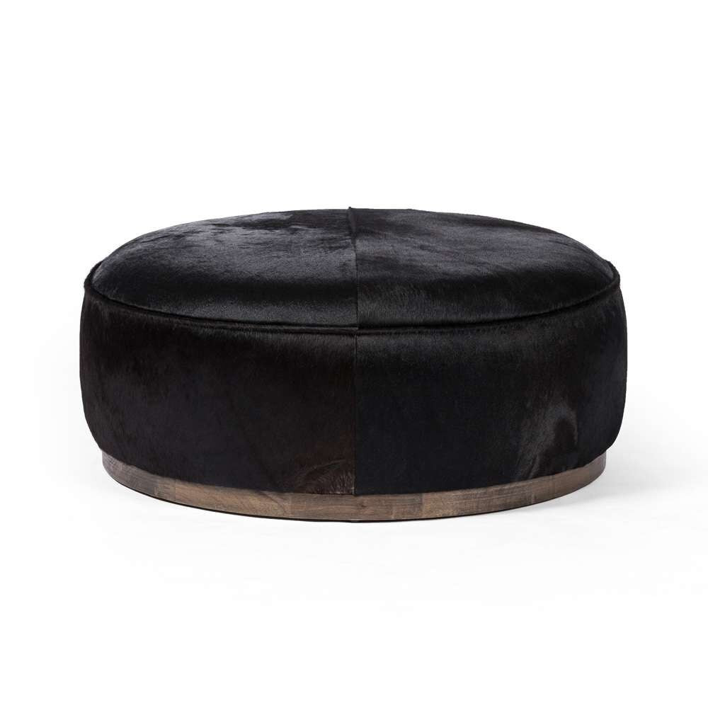 Four Hands - Sinclair Large Round Ottoman - Dark Hair on Hide - 106119-014 veiw 6