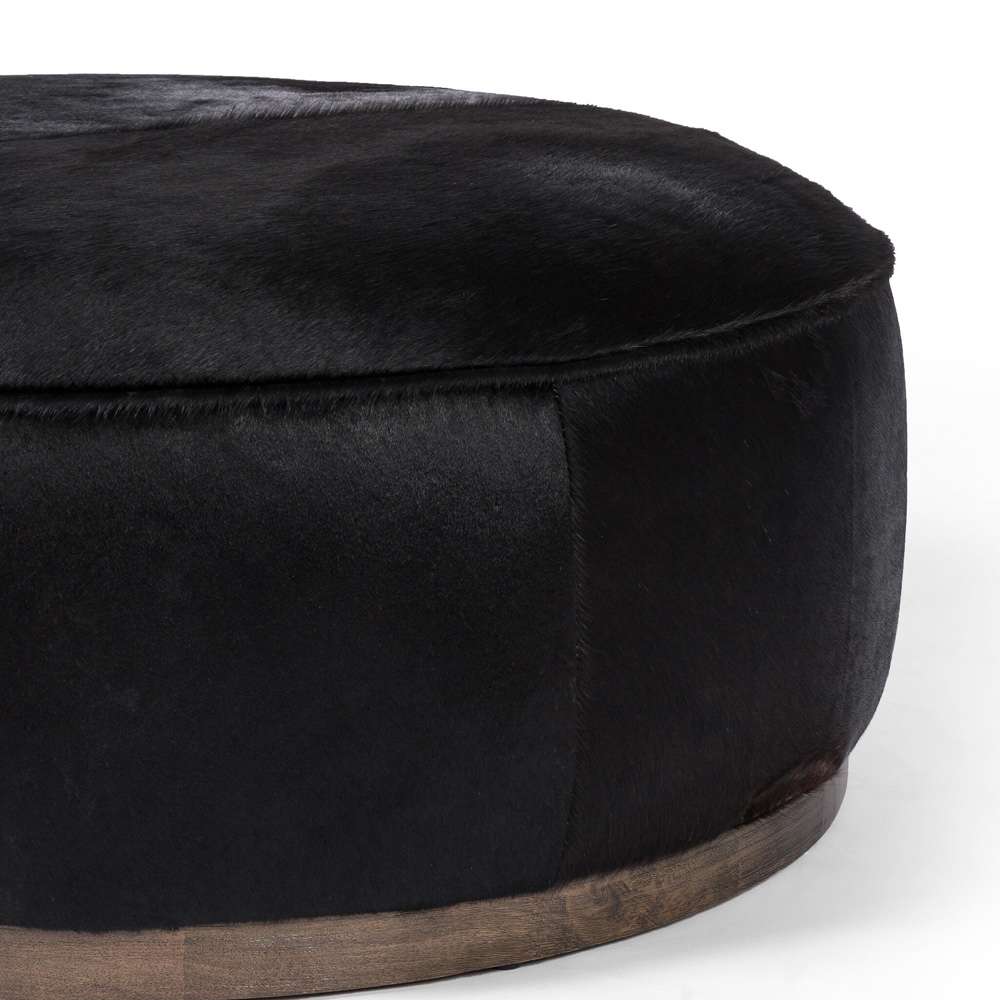 Four Hands - Sinclair Large Round Ottoman - Dark Hair on Hide - 106119-014 veiw 9