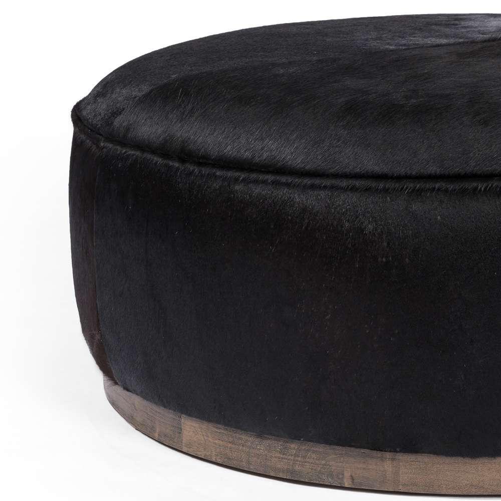 Four Hands - Sinclair Large Round Ottoman - Dark Hair on Hide - 106119-014 veiw 10