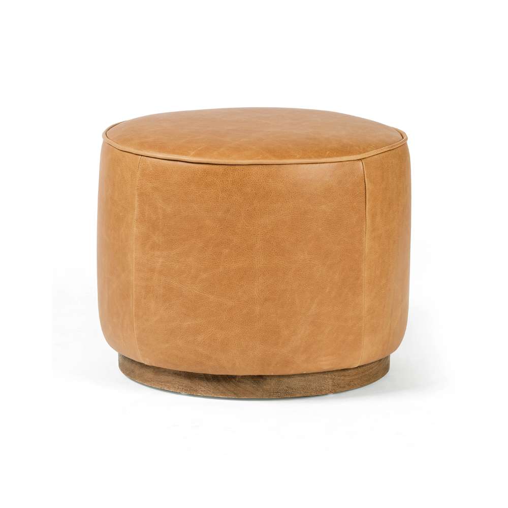 Four Hands - Sinclair Round Ottoman - Butterscotch - 106074-014 veiw 1