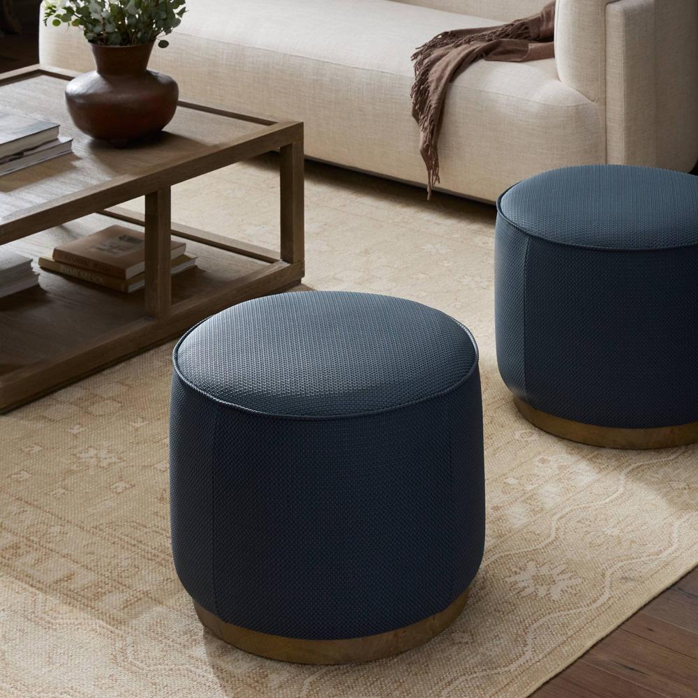 Four Hands - Sinclair Round Ottoman - Fresno Cobalt - 106074-012 veiw 6