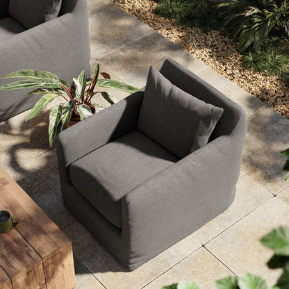 Four Hands - Solano - Dade Outdoor Slipcover Swivel Chair - Venao Charcoal - 223196-004_CLOSEOUT view 12