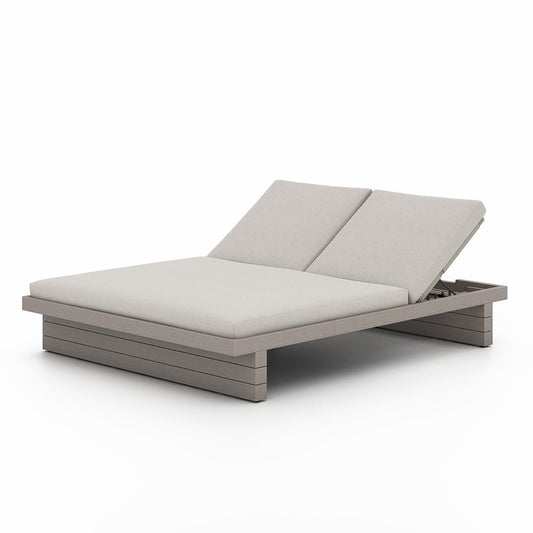 Four Hands - Solano - Leroy Outdoor Double Chaise, Weathered Grey - Venao Grey - 227876-010_CLOSEOUT view 1