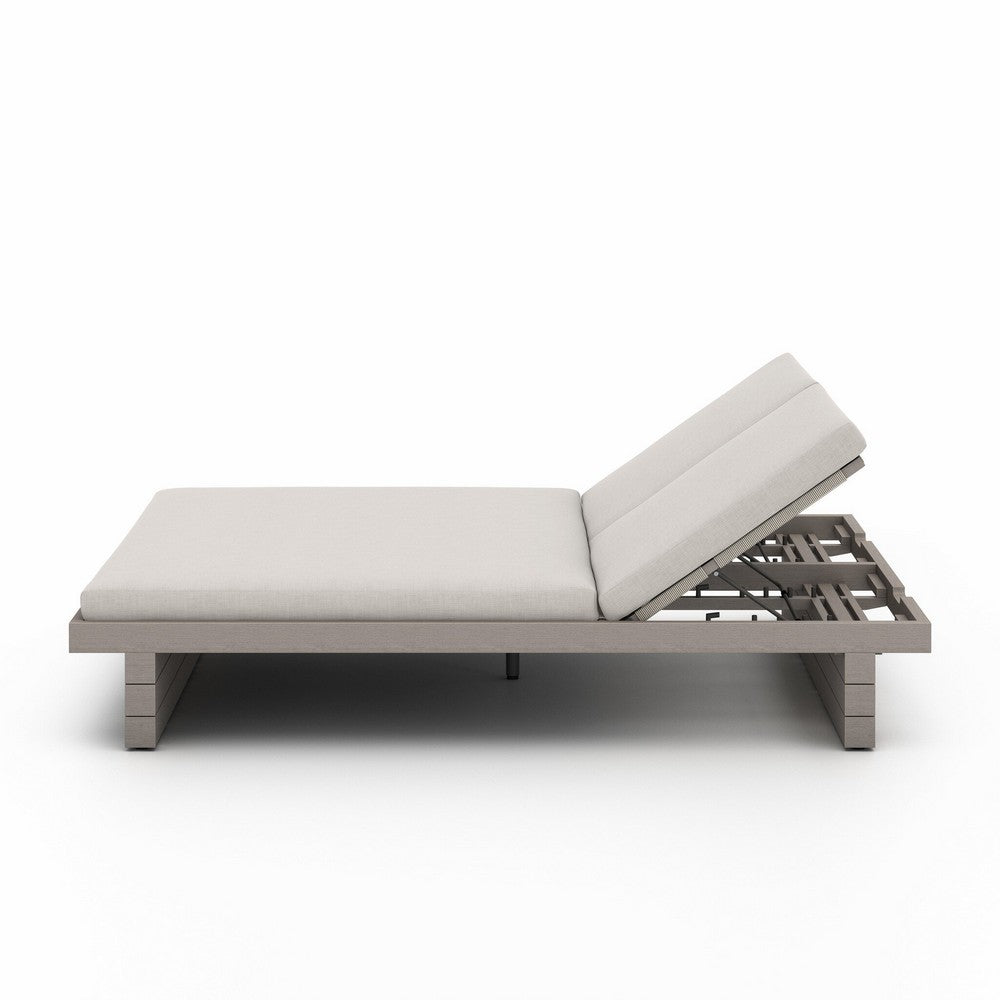 Four Hands - Solano - Leroy Outdoor Double Chaise, Weathered Grey - Venao Grey - 227876-010_CLOSEOUT view 3