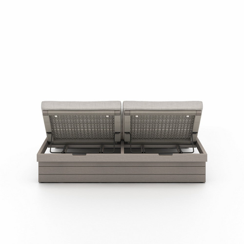 Four Hands - Solano - Leroy Outdoor Double Chaise, Weathered Grey - Venao Grey - 227876-010_CLOSEOUT view 4