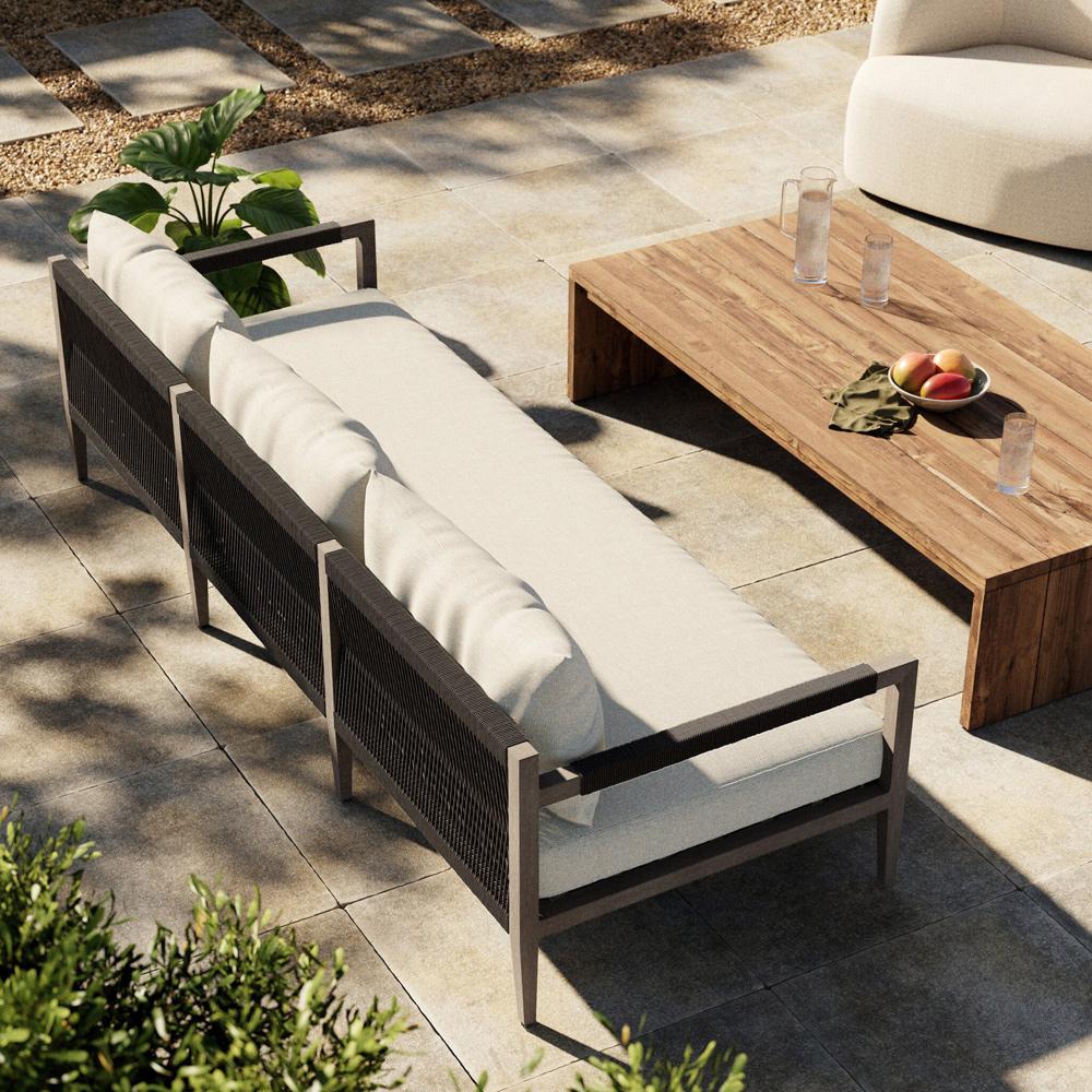 Four Hands - Solano - Sherwood Outdoor Sofa, Weathered Grey - Venao Ivory - 223340-019 veiw 4
