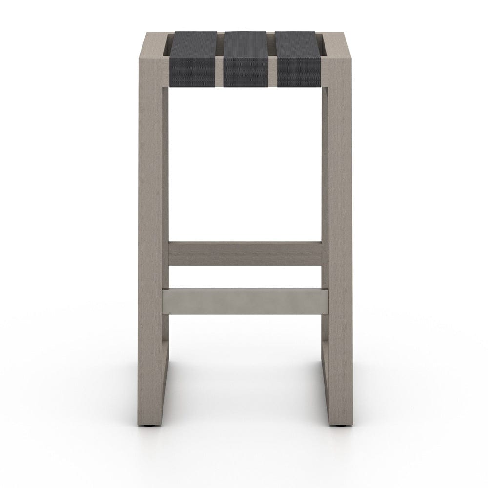 Four Hands - Sonoma Outdoor Bar Stool, Weathered Grey - Dark Grey Strap - 226946-002 view 1