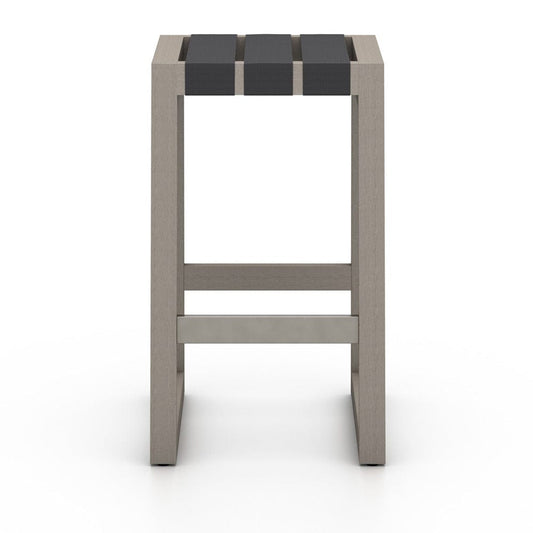 Four Hands - Sonoma Outdoor Bar Stool, Weathered Grey - Dark Grey Strap - 226946-002 view 1