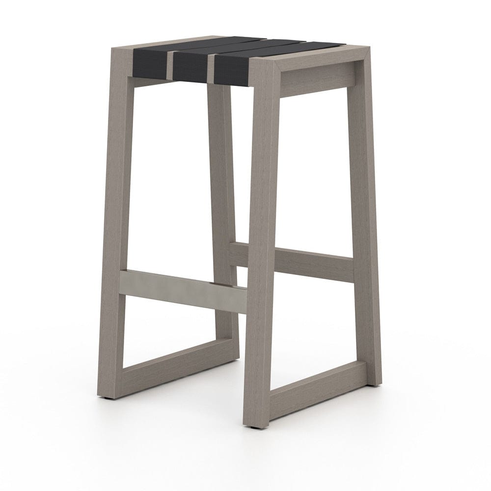 Four Hands - Sonoma Outdoor Bar Stool, Weathered Grey - Dark Grey Strap - 226946-002 view 2