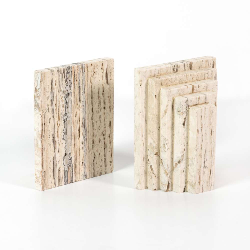 Four Hands - Stepped Bookends - White Travertine - 229703-001 veiw 1