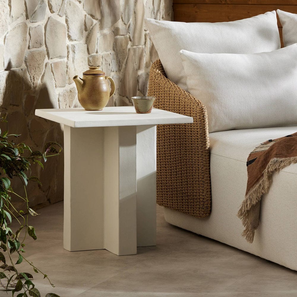 Four Hands - Terrell Outdoor End Table - Matte White Cast Aluminum - 234524-003 view 3