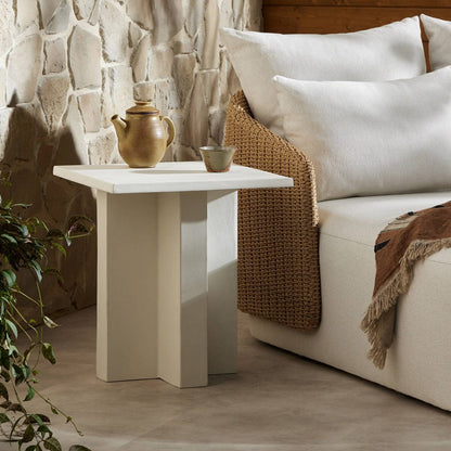 Four Hands - Terrell Outdoor End Table - Matte White Cast Aluminum - 234524-003 view 3