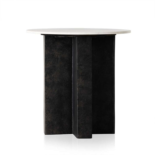 Four Hands - Terrell Round End Table - Polished White Marble - 234010-001 veiw 1