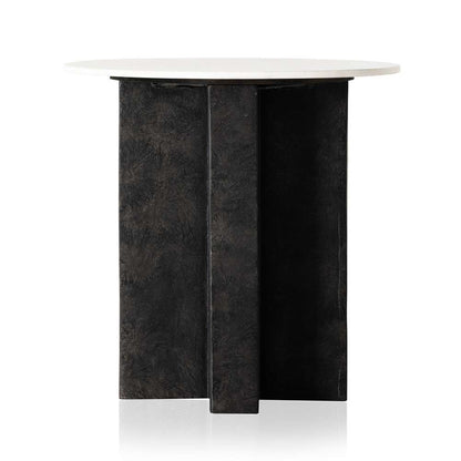 Four Hands - Terrell Round End Table - Polished White Marble - 234010-001 veiw 2