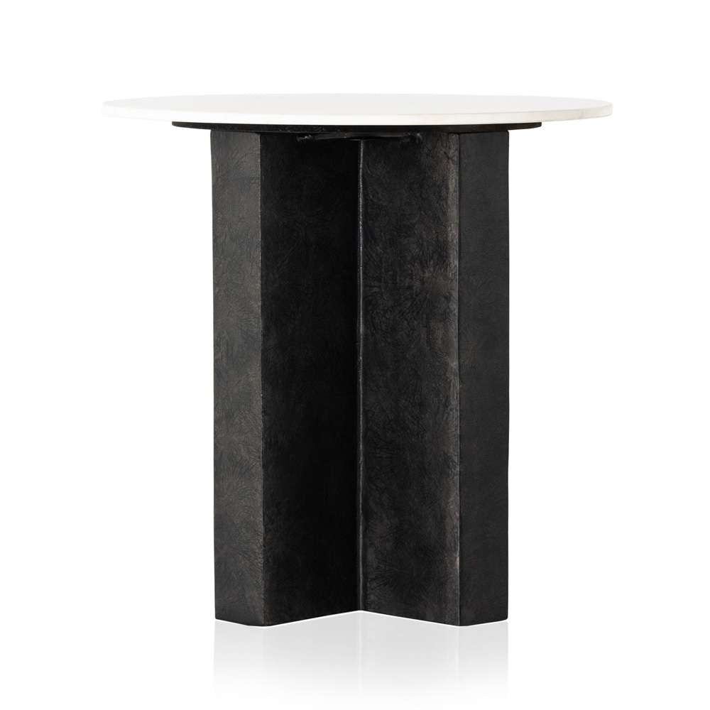Four Hands - Terrell Round End Table - Polished White Marble - 234010-001 veiw 5