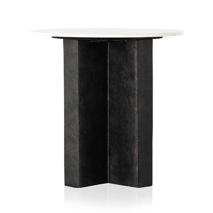 Four Hands - Terrell Round End Table - Polished White Marble - 234010-001 veiw 5