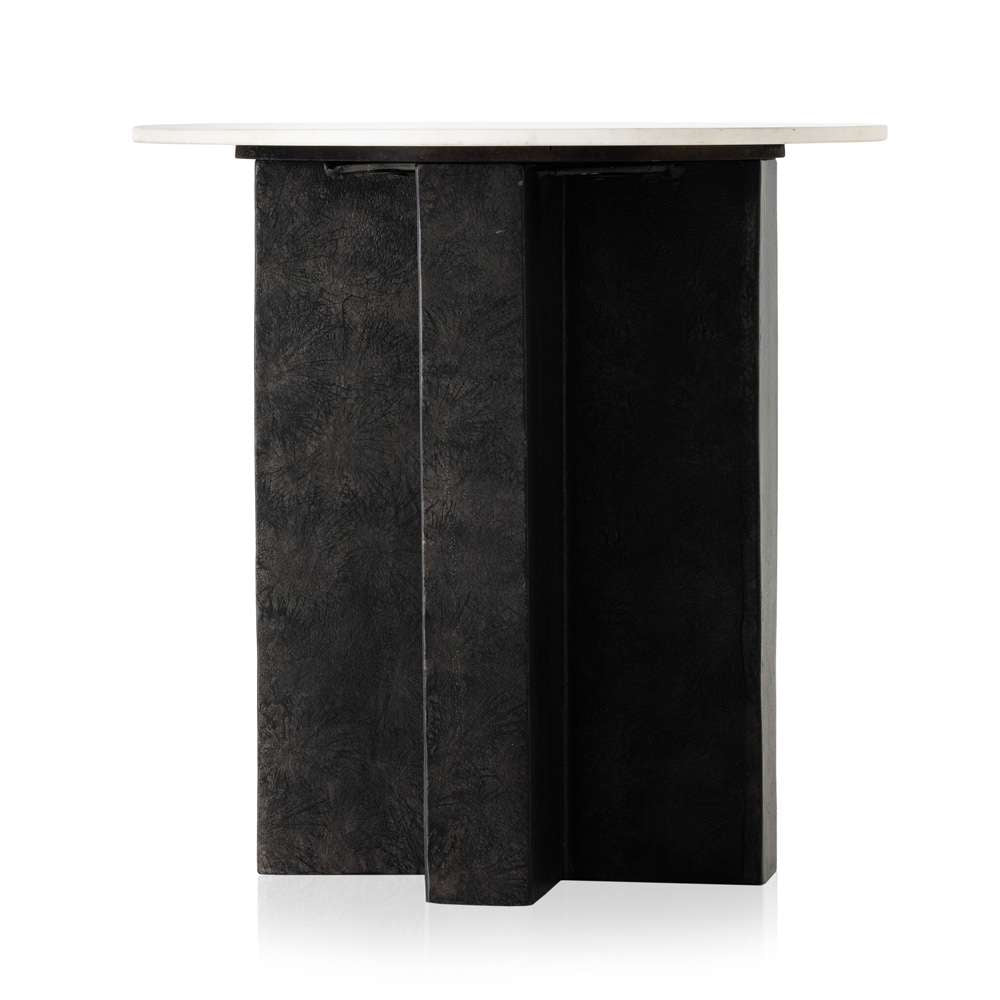 Four Hands - Terrell Round End Table - Polished White Marble - 234010-001 veiw 6