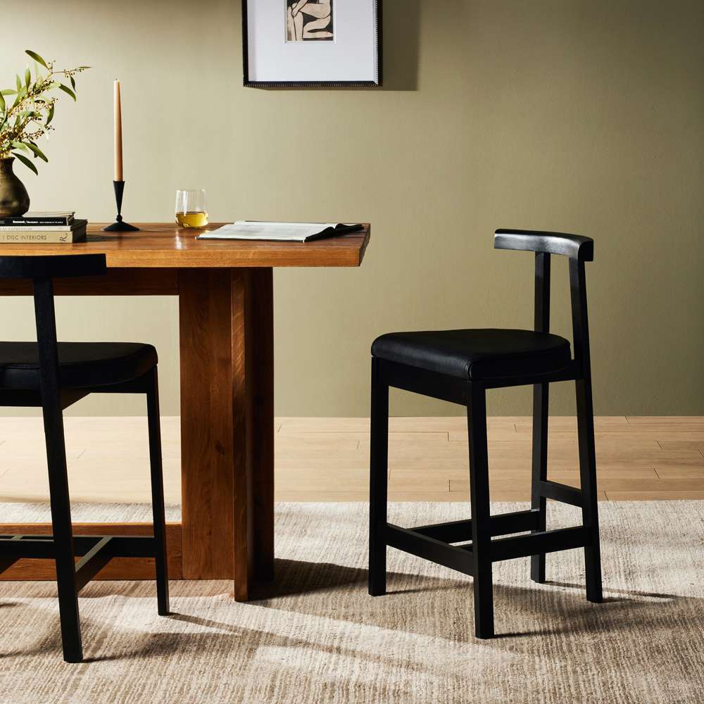 Four Hands - Tex Counter Stool - Black Leather - 225104-003 veiw 4