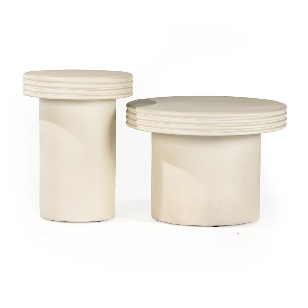 Four Hands - Thayer - Grecia Outdoor End Table Set - White Concrete - 237252-001 veiw 2