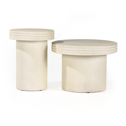 Four Hands - Thayer - Grecia Outdoor End Table Set - White Concrete - 237252-001 veiw 2