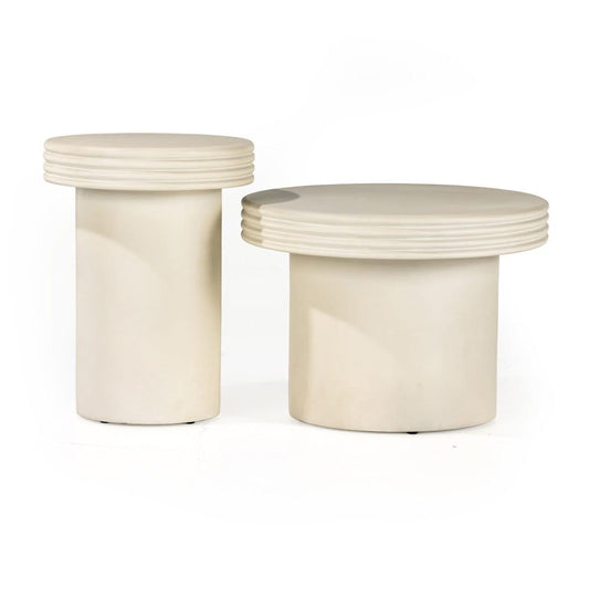 Four Hands - Thayer - Grecia Outdoor End Table Set - White Concrete - 237252-001 veiw 2