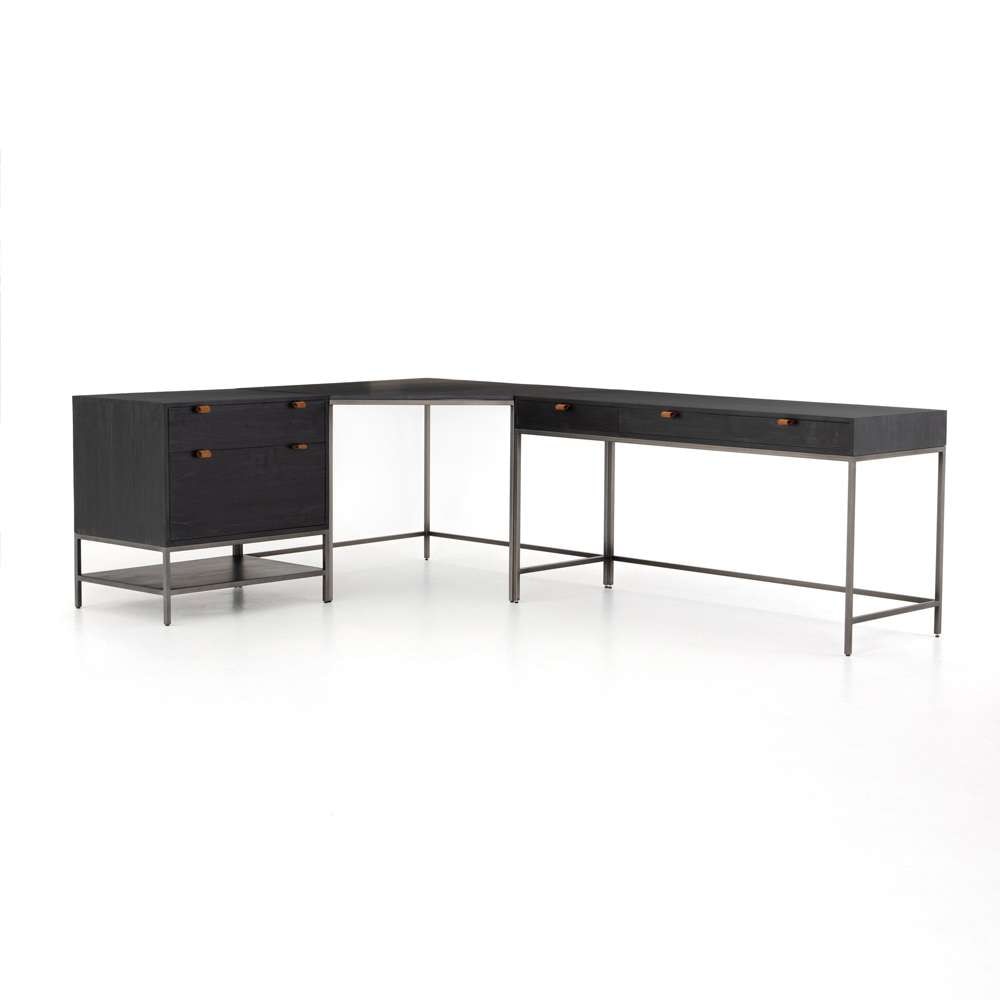 Four Hands - Trey Desk System - Black Wash Poplar - 107322-004 veiw 1
