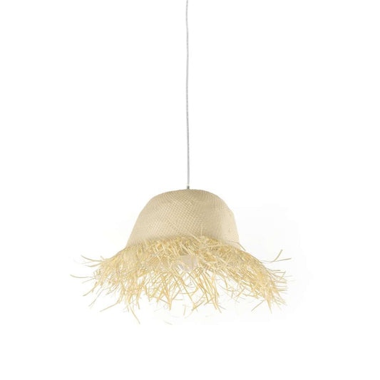 Four Hands - Umar Pendant Short Fringe - Natural Palm Leaf - White Iron - 231162-001 veiw 1