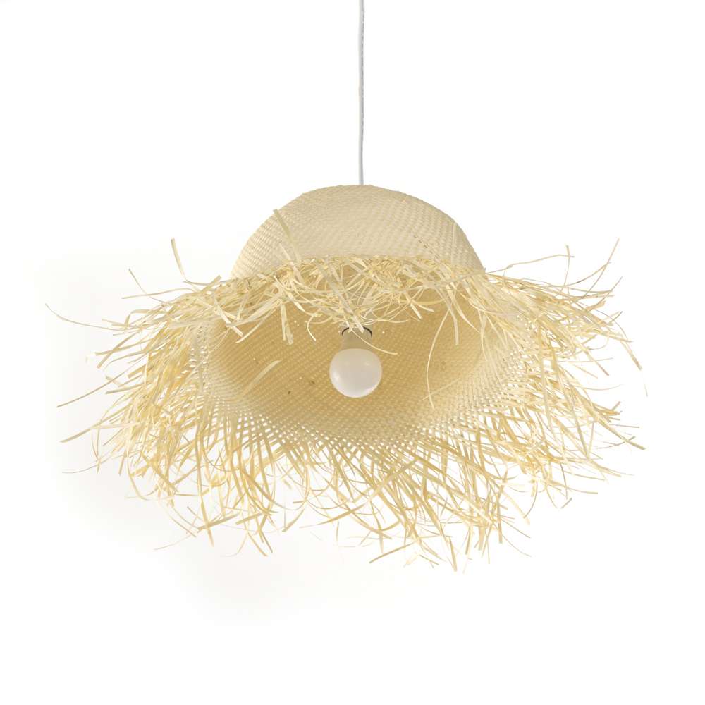 Four Hands - Umar Pendant Short Fringe - Natural Palm Leaf - White Iron - 231162-001 veiw 2