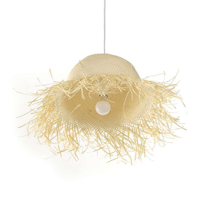 Four Hands - Umar Pendant Short Fringe - Natural Palm Leaf - White Iron - 231162-001 veiw 2
