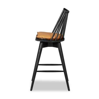 Four Hands - Wallis - Lewis Swivel Bar + Counter Stool - Whiskey Saddle - 240947-003_CLOSEOUT view 2