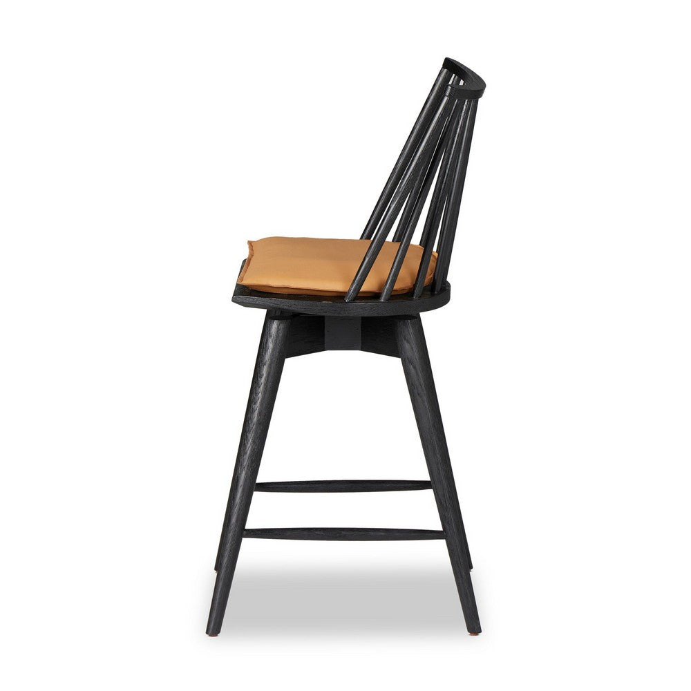 Four Hands - Wallis - Lewis Swivel Bar + Counter Stool - Whiskey Saddle - 240947-004_CLOSEOUT view 3