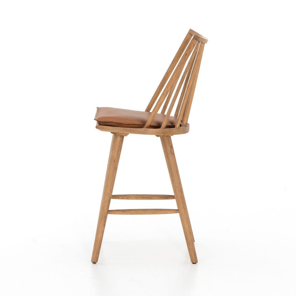 Four Hands - Wallis - Lewis Windsor Counter Stool - Whiskey Saddle - 228387-012 veiw 3
