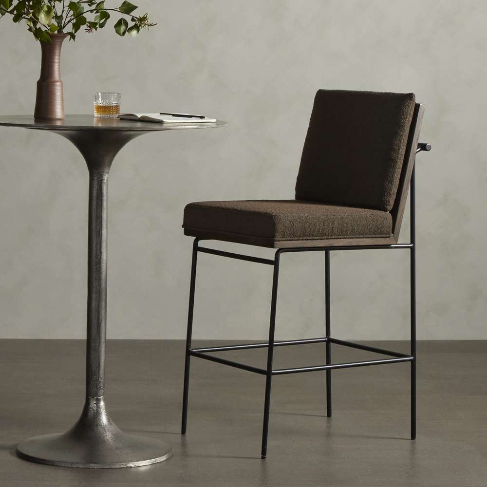 Four Hands - Westgate - Crete Stool-Fiqa Boucle Cocoa-Counter - 228057-019 veiw 6