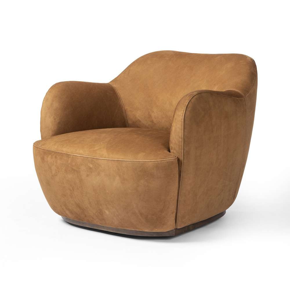 Four Hands - Westgate - Julius Swivel Chair - Nubuck Cognac - 239124-003 veiw 1